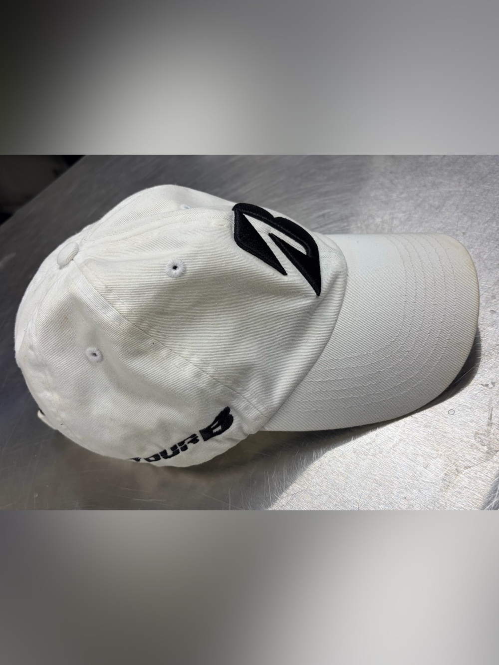 White Bridgestone Golf Hat with Black Embroidered Logo